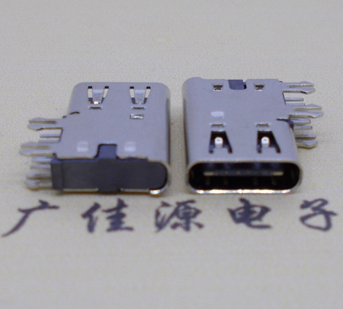德阳侧插USB3.1接头座子.90度type-c母座.6p侧插连接器
