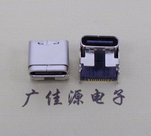 德阳type c16p四脚插板单排贴片板上垫高母座H=5.9、9.5mm