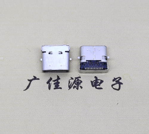 德阳type c24p板上双壳连接器接口 DIP+SMT L=10.0脚长1.6母头
